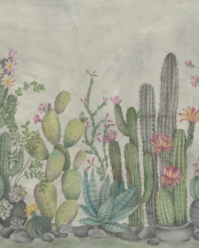 Tapet cu design de cactuși, perfect pentru a adăuga o notă de culoare și stil modern oricărui spațiu.