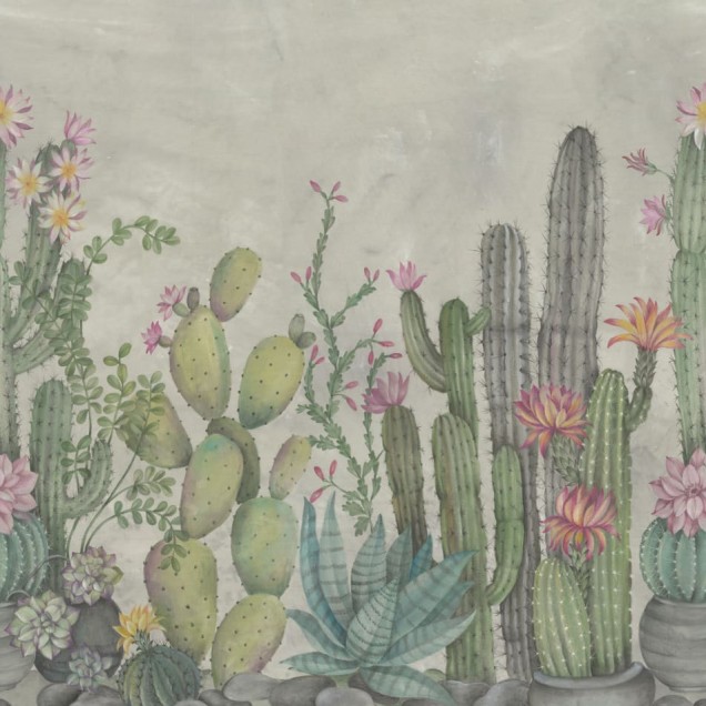 Tapet cu design de cactuși, perfect pentru a adăuga o notă de culoare și stil modern oricărui spațiu.