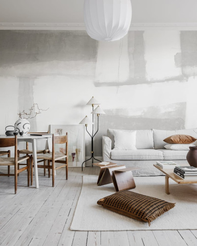 Tapet modern cu design minimalist Fields, Grey