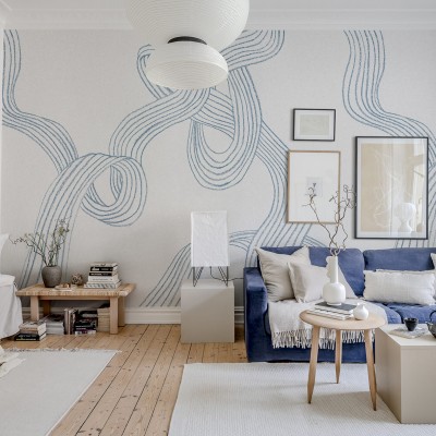 Tapet cu dungi albastre delicate, Stripes Light Blue