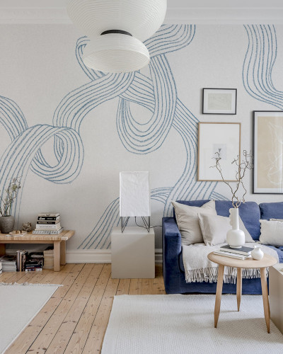 Tapet cu dungi albastre delicate, Stripes Light Blue