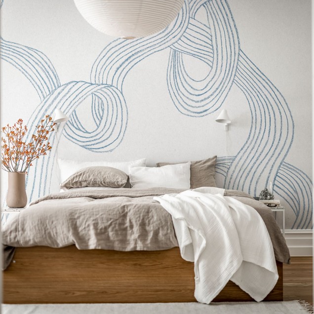 Tapet cu dungi albastre delicate, Stripes Light Blue