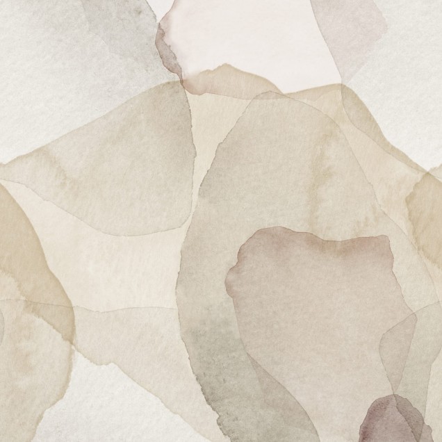 Tapet cu design abstract în nuanțe de bej și maro, într-o sufragerie elegantă.