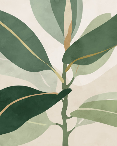 Wallpaper abstract cu frunze verzi pe un fundal alb