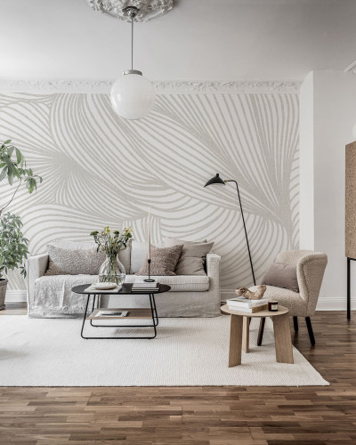 Tapet Opulence Lines, Sand cu linii curbate fine, ideal pentru un living modern