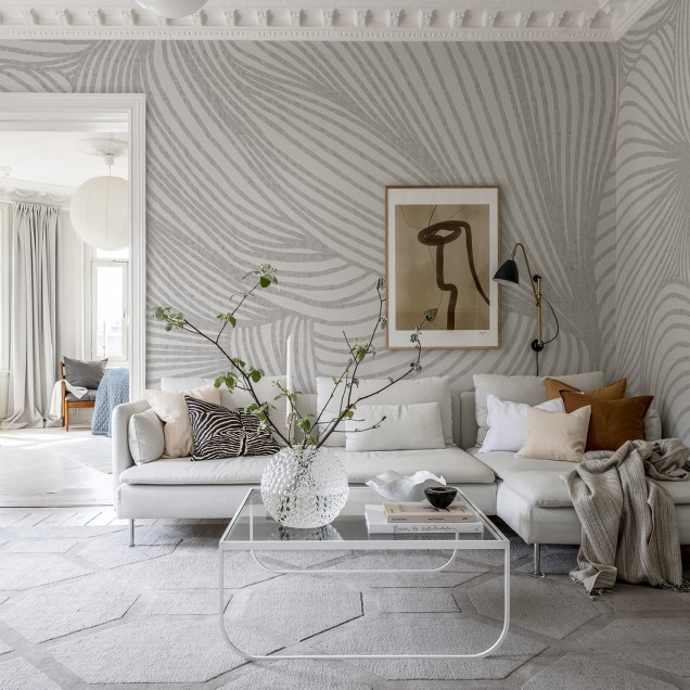 Tapet cu linii fine gri - Opulence Lines - Gri