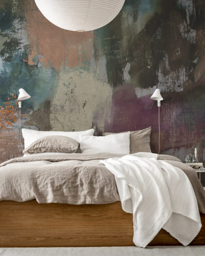 Tapet abstract cu accente de culoare, Big Strokes, Multi.