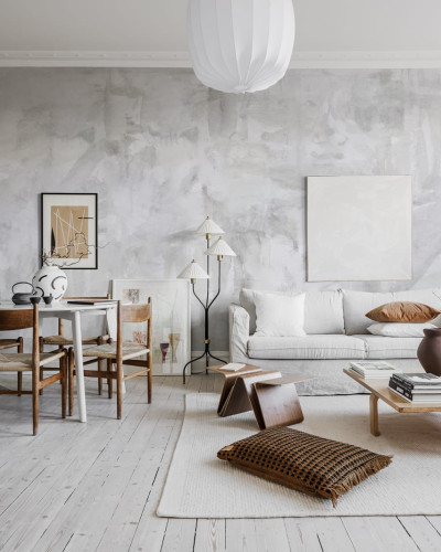 Tapet Paper Mache Gri cu aspect de beton