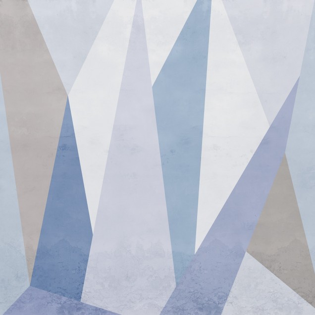 Wallpaper geometric abstract in nuante de gri si albastru