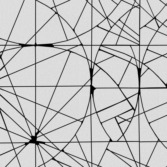 Tapet geometric cu linii negre pe fond gri deschis.