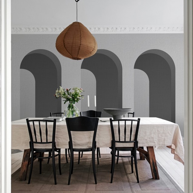Tapet cu arce gri, design minimalist, ideal pentru living, dormitor sau hol