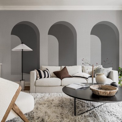 Tapet cu arce gri, design minimalist, ideal pentru living, dormitor sau hol