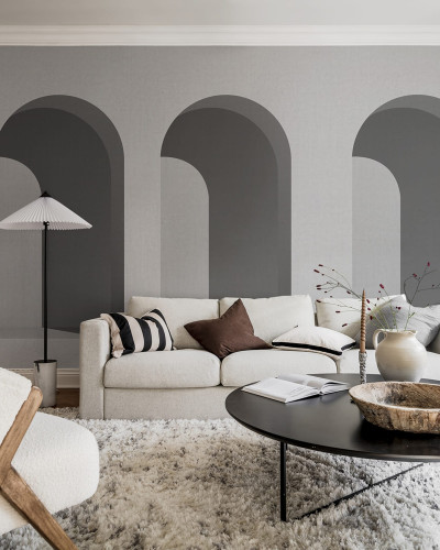 Tapet cu arce gri, design minimalist, ideal pentru living, dormitor sau hol