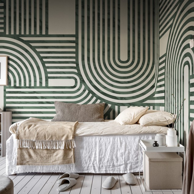 Tapet cu design geometric modern în living