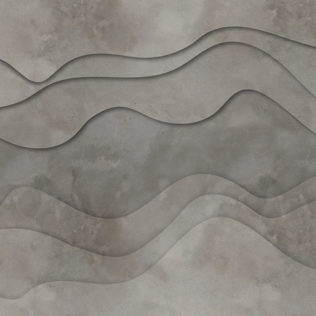 Tapet 3D cu modele în relief, gri, Wave, Sand
