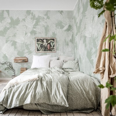 Brush, Verde -  cu linii albe pe un fundal verde, decorare perete.