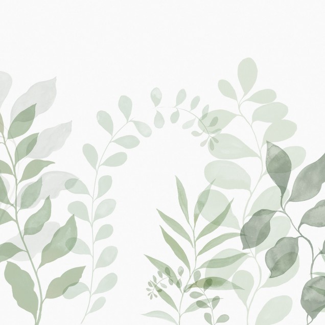 Fototapet cu design de frunze verzi în living