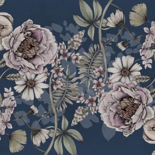 Fototapet Spring Flower, Dark blue, personalizat, Rebel Walls