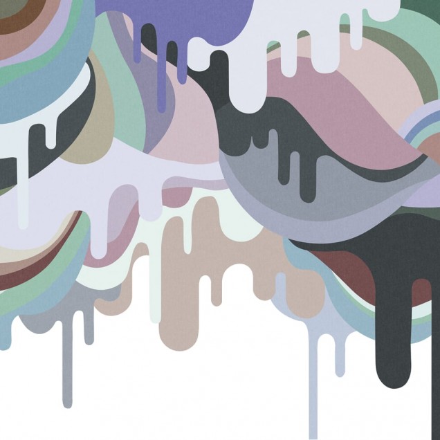 Tapet retro Dripping Ice Cream cu design abstract modern, cu forme organice și culori vibrante