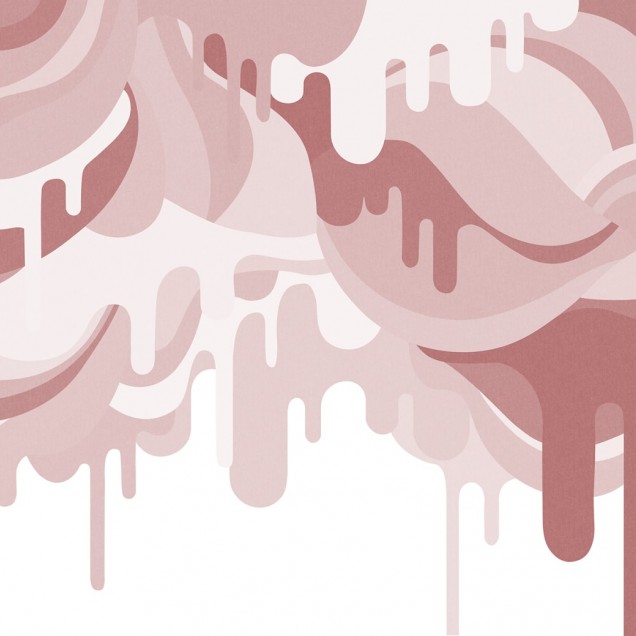 Tapet cu design abstract Dripping Ice Cream, Pink, cu forme fluide inspirate de înghețata topita