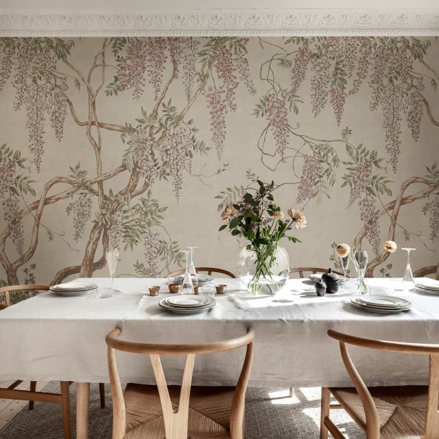 Tapet cu flori de glicina, Wisteria Tree, Sand