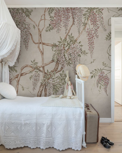 Tapet cu flori de glicina, Wisteria Tree, Sand