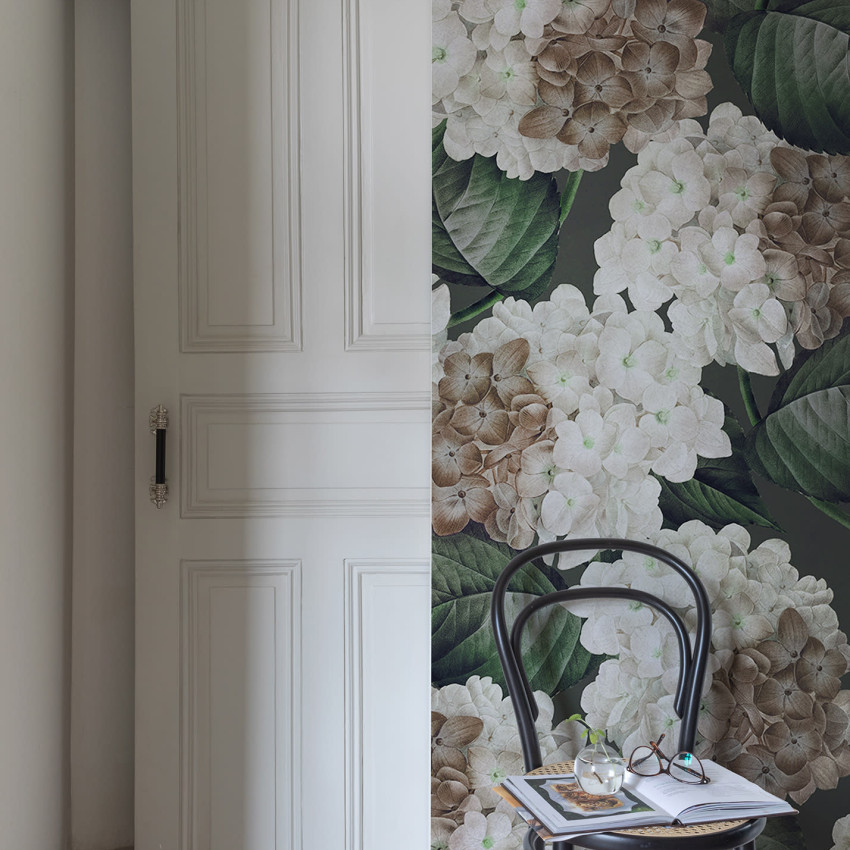 Tapet floral cu hortensie roz, design elegant