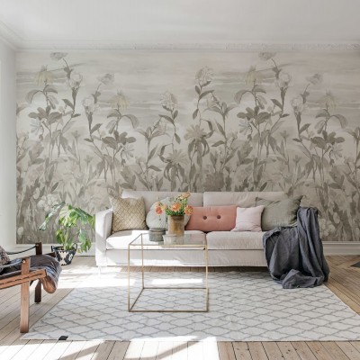 Tapet cu flori delicate, Misty Garden, Sand