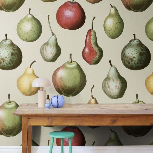 Tapet Vintage Pear cu pere pictate manual