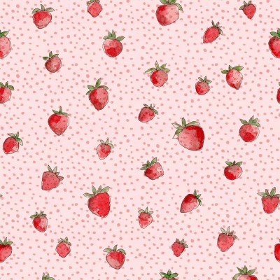 Tapet Berry Cute cu imprimeu de căpșuni roz.
