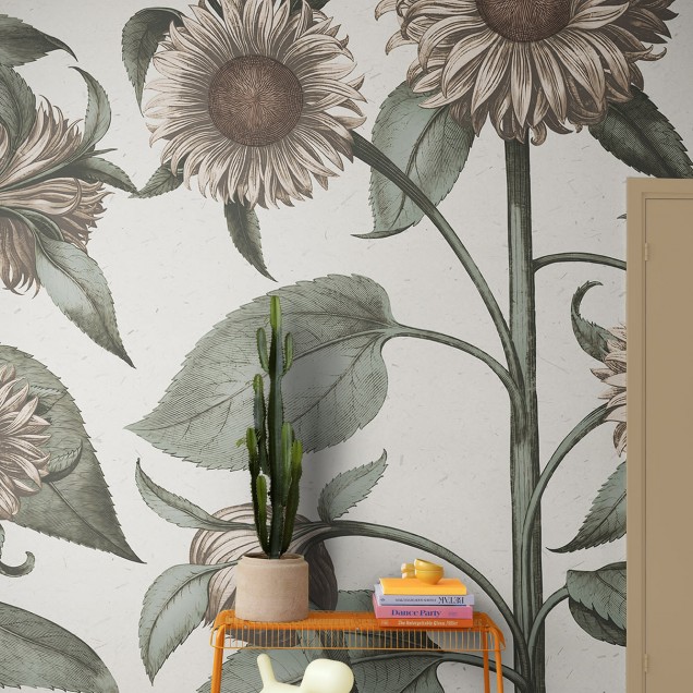 Tapet cu floarea soarelui, design elegant, modern, perfect pentru living, dormitor sau bucătărie.