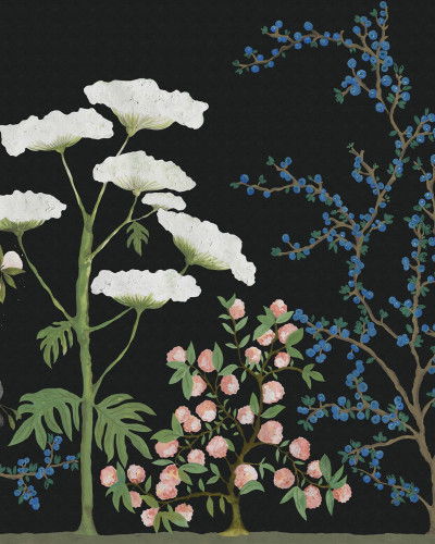 Tapet floral elegant Crowberry, Midnight