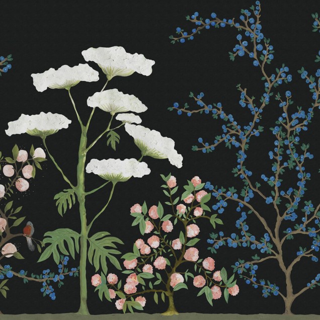 Tapet floral elegant Crowberry, Midnight
