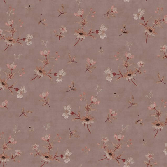Tapet floral cu model delicat, perfect pentru dormitor. Flori roz pal pe un fundal gri deschis, aspect vintage și romantic.