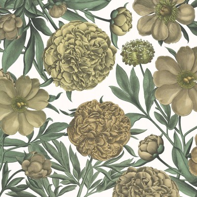 Tapet floral cu flori de nuferi mari, de un galben cald, perfect pentru a crea un decor elegant și confortabil.