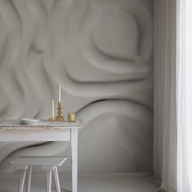 Tapet cu design modern, minimalist si texturat in culori neutre.