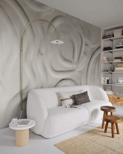 Tapet cu design modern, minimalist si texturat in culori neutre.