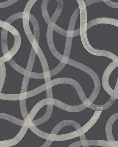 Wallpaper cu design abstract, linii curbe si grafice in nuante de gri si alb