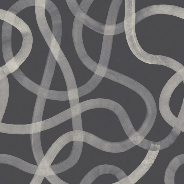 Wallpaper cu design abstract, linii curbe si grafice in nuante de gri si alb