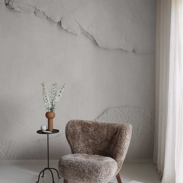 Tapet cu aspect de beton cu fisuri, Broken, Clay.