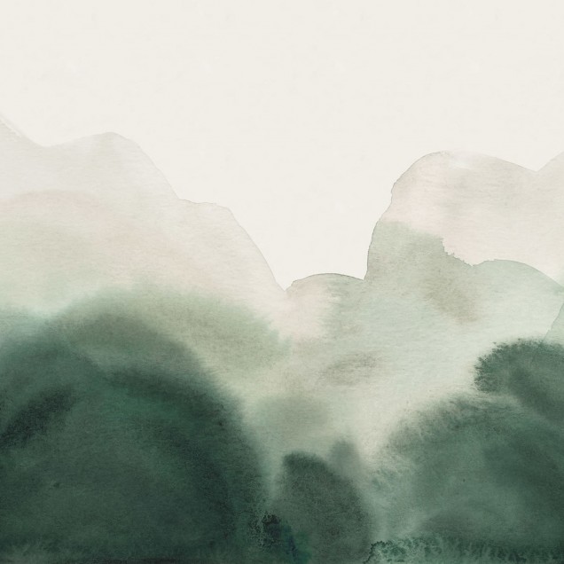 Tapet verde cu design abstract, imitând colinele