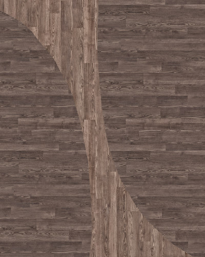 Tapet Woodline, Teak, cu aspect de lemn natural, decorând un living modern cu un canapea, un fotoliu si un covor.