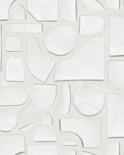 Tapet geometric abstract in nuante de alb, cu forme geometrice simple si curate