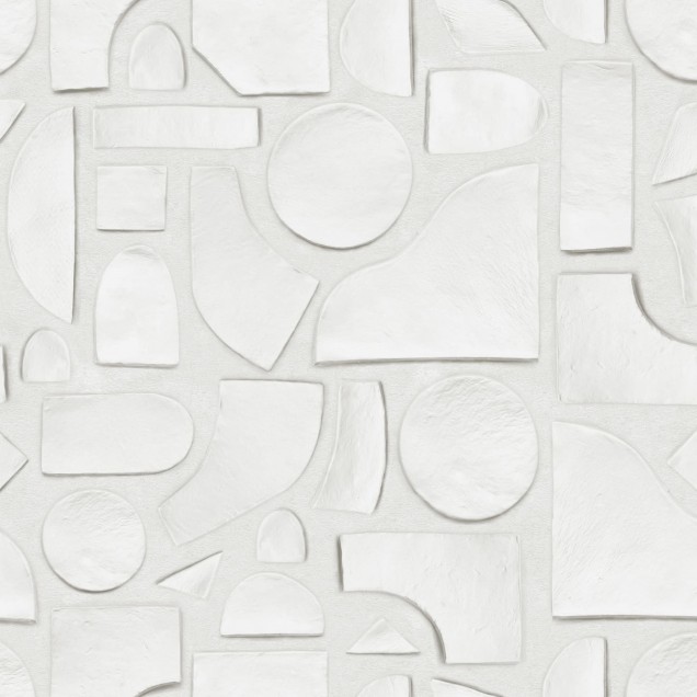 Tapet geometric abstract in nuante de alb, cu forme geometrice simple si curate