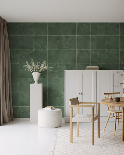 Tapet Craft Tiles, Emerald, cu un design modern, cu textură care imită plăcile ceramice.