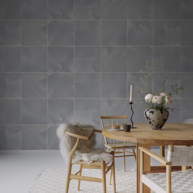 Tapet Craft Tiles Bleu deschis, cu aspect de gresie, arata modern si elegant.