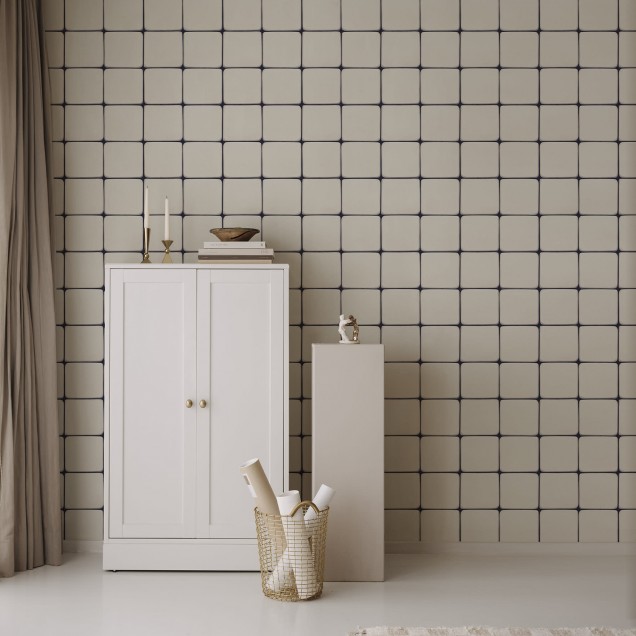 Porcelain Tiles, Clay, un fototapet cu aspect modern și elegant, reprezentând o baie cu gresie albă.