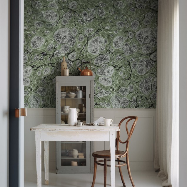 Tapetă Marbling, Verde