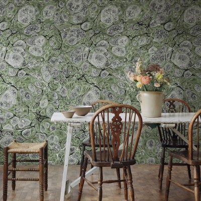 Tapetă Marbling, Verde