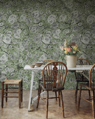 Tapetă Marbling, Verde